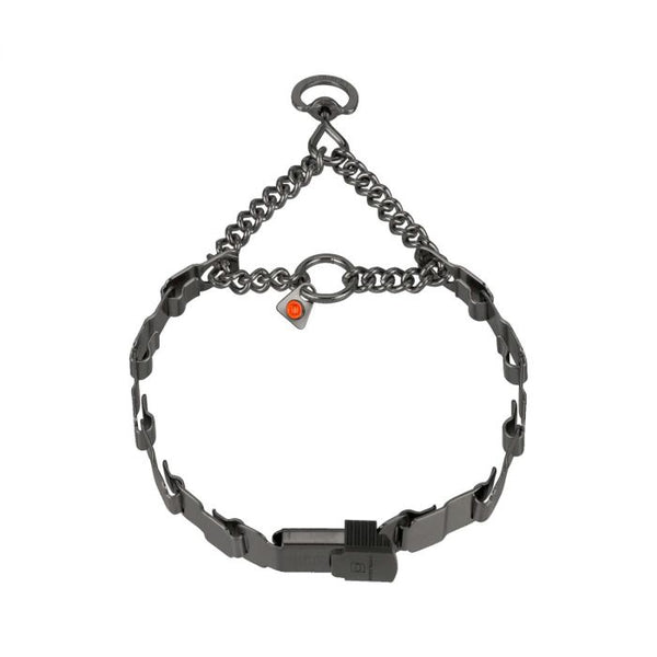 HS Sprenger Collar NeckTech Fun con cadena y ClicLock acero inoxidable negro mate